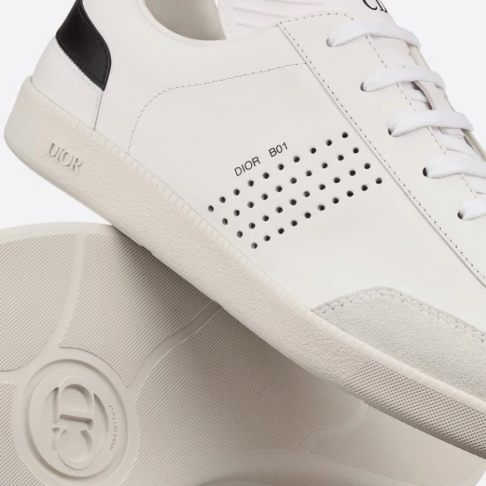 DIOR White Smooth  Calfskin with Beige Suede